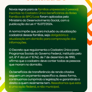 Novas Regras (Bolsa Família e BPC/Loas)